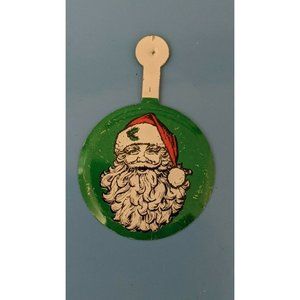 Vintage Santa Claus Tin Litho Pinback Button Metal Tab Xmas Christmas Ornament